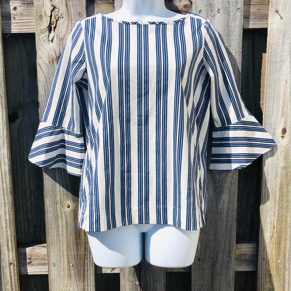 Ann Taylor Striped Top X SMALL Bell Sleeves Cotton